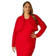 ASHLEY STEWART Textured Knit Bolero, Equestrian Red, Size 10/12