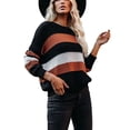thumbnail image 1 of Textured Knit Striped Sweater Orange Large, 1 of 5