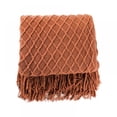 thumbnail image 1 of Textured Knitted Soft Throw Blanket With Fringe Tassels - Bohemian Farmhouse Accent Décor - Decorative For Sofa Chair Couch Bed Living Room, 50 x 68-inch, 1 of 9