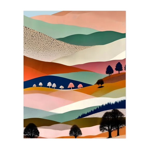 Textured Landscape - India Digital Art Abstract Minimalist Landscape Modern Art Geometric Pastel Unframed Wall Art Print 30 x 40 inches
