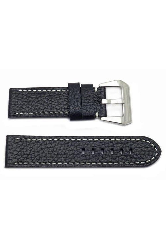 Textured Leather Panerai 20mm Black Contrast Stitched Watch Band