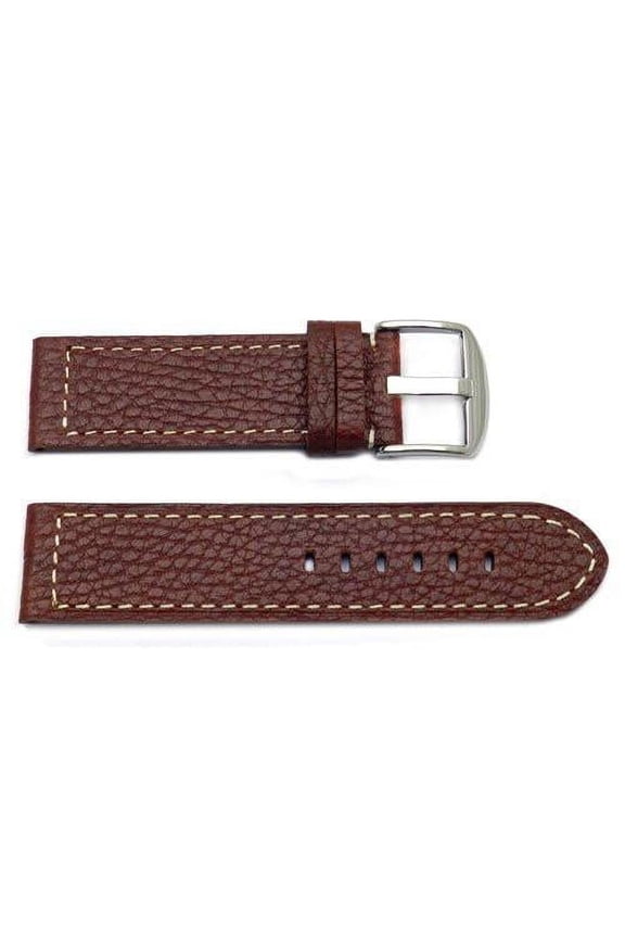 Textured Leather Panerai 20mm Dark Brown Contrast Stitched Watch Band