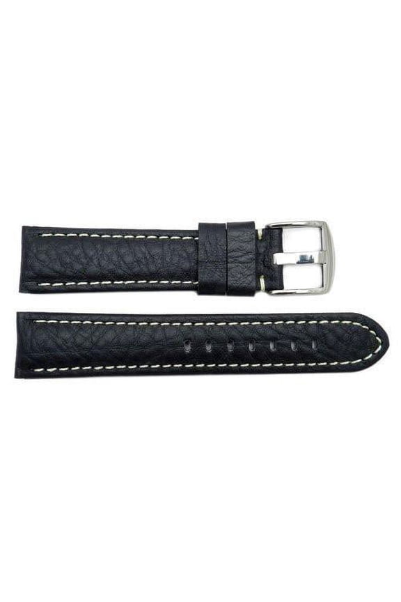 Textured Leather Panerai Black Contrast Stitched 20mm XL Watch Strap