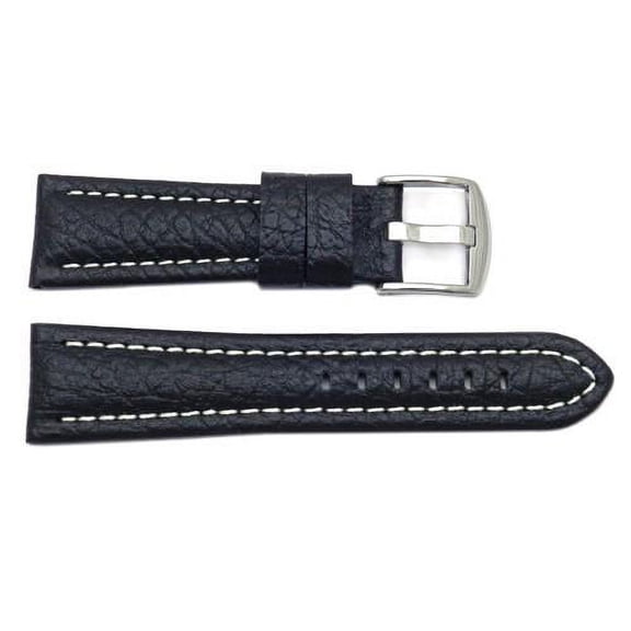 Textured Leather Panerai Black Contrast Stitched 22mm Watch Strap