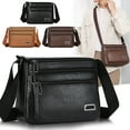 thumbnail image 1 of Textured Leather Shoulder Crossbody Bag | Adjustable Strap | Lightweight Spacious Handbag | Multiple Compartments for Travel, Work, Daily Use | 24x19x8cm | Black Brown Coffee | 1 Pc, 1 of 6