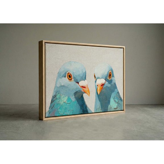 Textured Light Blue Pigeon Portrait Decor Unframed Paper Print