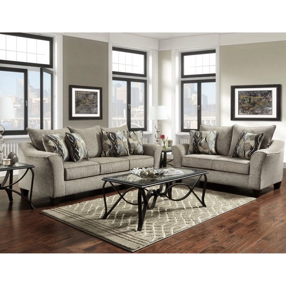 Textured Light Gray Sofa Set / Accent Pillows for Decor
