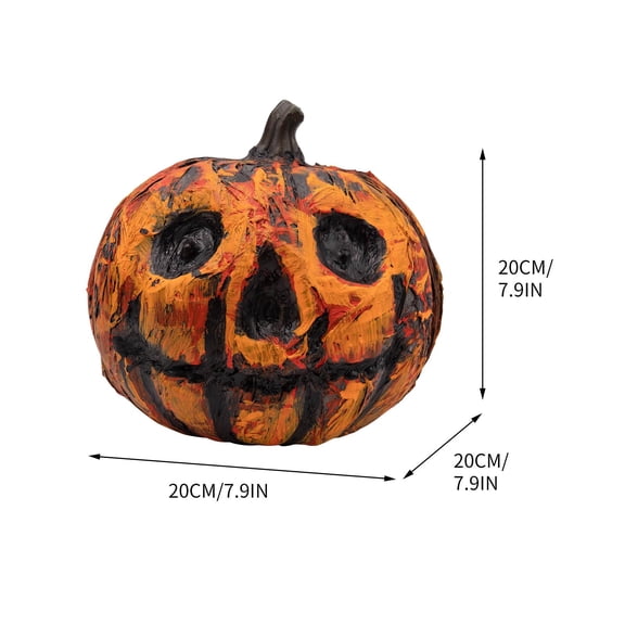 Textured Light-Up Halloween Pumpkin Decor 7.9 x 7.9 Inch, Scary Weathered Jack-O-Lantern Tabletop Ornament, Battery Operated Glowing for Haunted House Porch Indoor Seasonal Party Decor