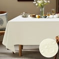 thumbnail image 1 of Parojati Textured Linen Tablecloth Rectangle 52×70 inch Waterproof Wrinkle-Free Stain Resistant Table Cloth Wipeable Spill-Proof Linen Dining Table Cover,Ivory, 1 of 10
