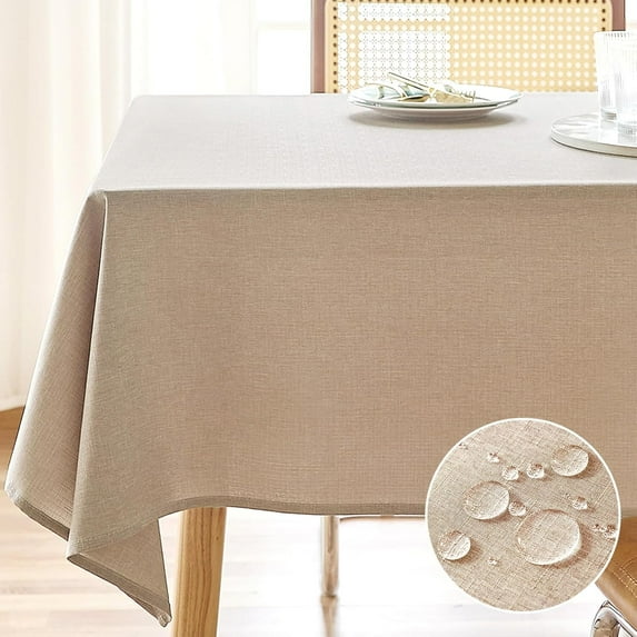 Textured Linen Tablecloth Rectangle 60x84 Water Resistant Spill-Proof Wipeable Purple Table Cloth Wrinkle Free Fabric Dining Table Cover for Birthday Wedding Easter Spring Party