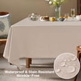 thumbnail image 1 of Parojati Textured Linen Tablecloth Rectangle 60×84 inch Waterproof Wrinkle-Free Stain Resistant Table Cloth Wipeable Spill-Proof Linen Dining Table Cover,Khaki, 1 of 10