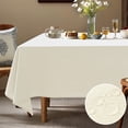 thumbnail image 1 of Parojati Textured Linen Tablecloth Rectangle 60×84 inch Waterproof Wrinkle-Free Stain Resistant Table Cloth Wipeable Spill-Proof Linen Dining Table Cover,Ivory, 1 of 10