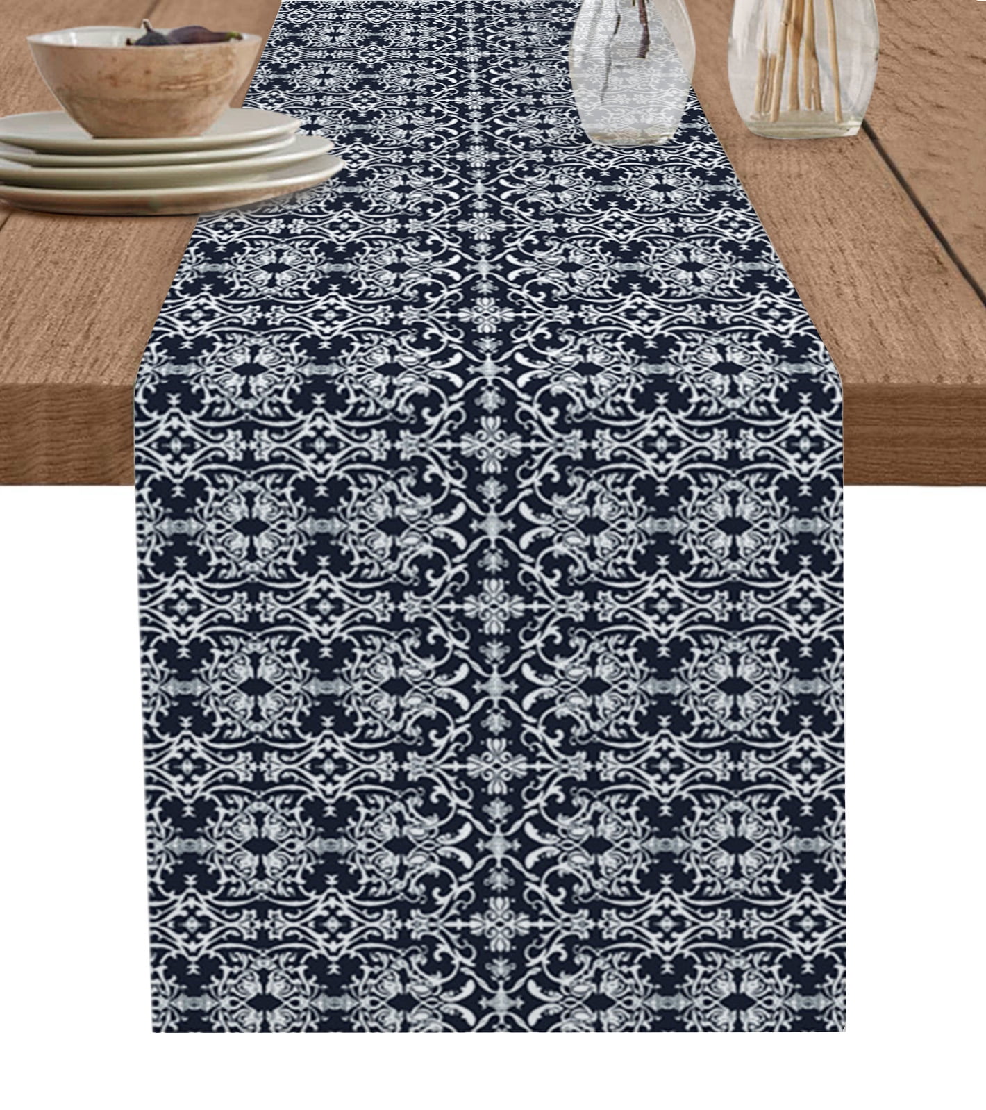 Textured Lines And Flowers Table Runner ration Home r Dinner Table