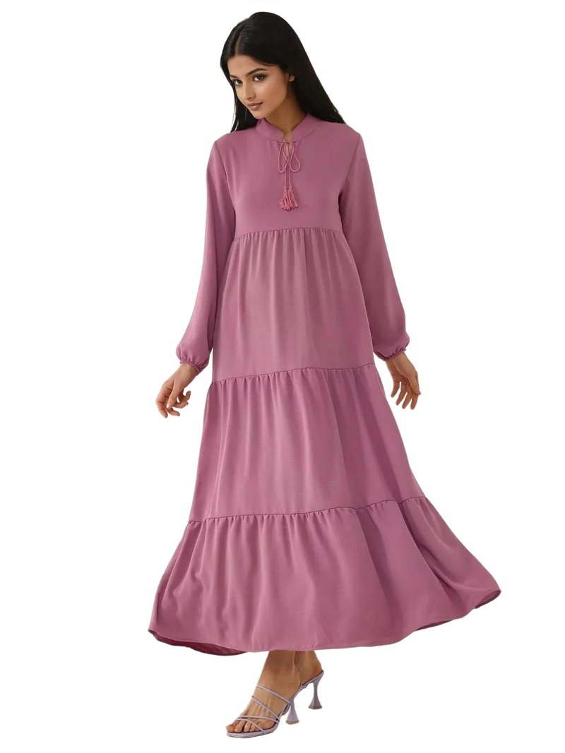 chinese dress ladies Long Sleeve Crewneck Maxi Dress | Butter Rib main image 0