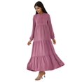 thumbnail image 1 of Textured Long Sleeve Crew Neck Maxi Dress, 1 of 7