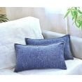 thumbnail image 1 of Textured Lumbar Pillow Covers 12 x 20 inches Navy Blue Set of 2 |Decorative Stitched Edge Chenille Cushion Covers | Modern Accent Small Pillow Cases, 1 of 4