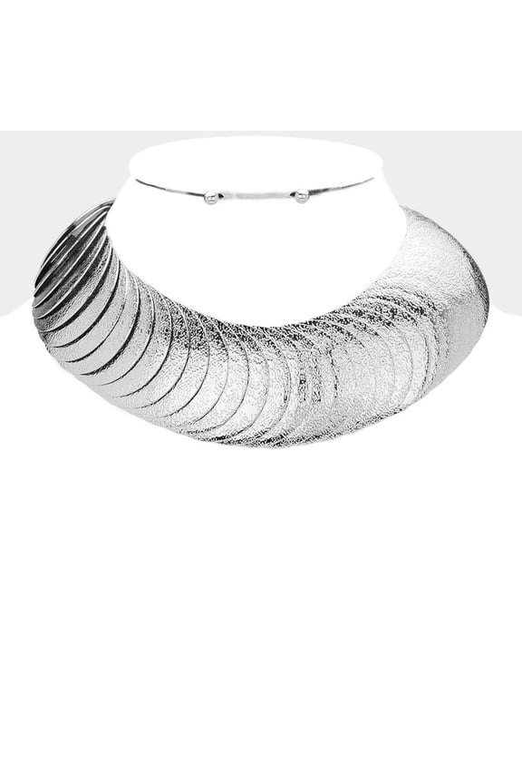 Textured Metal Choker Necklace