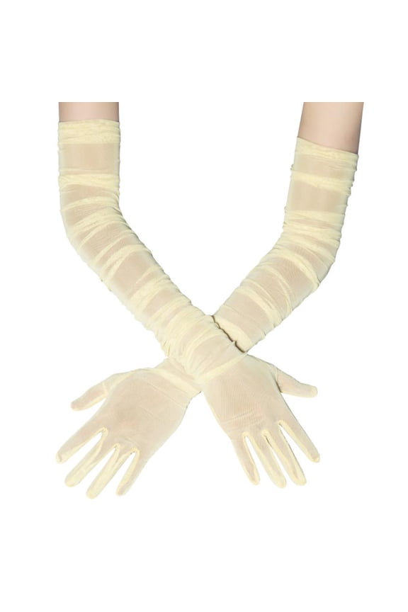 Textured Net Gloves Wrinkle-Resistant 90cm Length Delicate Arm Covers For Theatrical Dance Cocktail