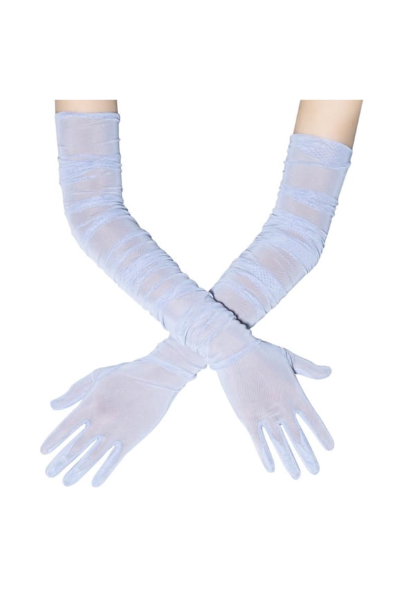 Textured Net Gloves Wrinkle-Resistant 90cm Length Delicate Arm Covers For Theatrical Dance Cocktail