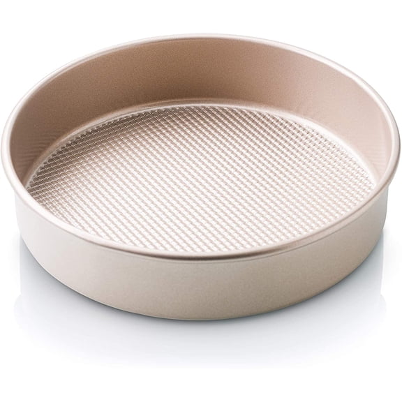 Textured Nonstick Steel 8 inch Round Cake Pan Durable, Oven-Safe, Warp-Resistant, Easy Clean for Cooking and Baking