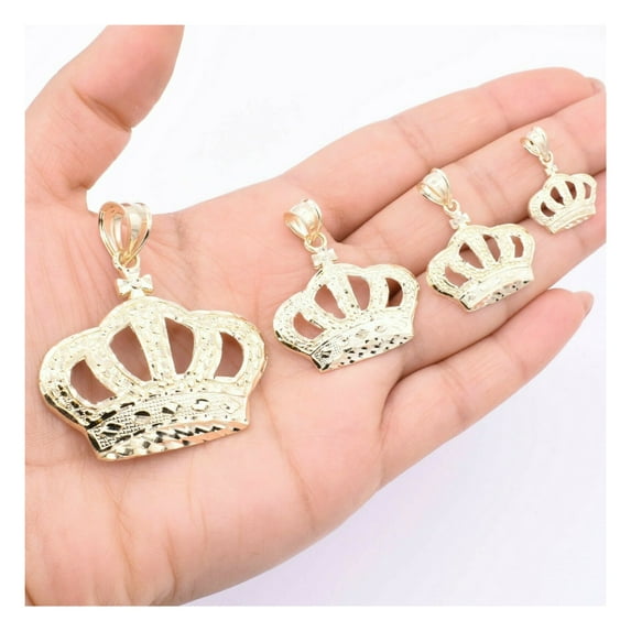 Diamond-Cut Textured Nugget Style Crown Unisex Adult Pendant 10K Yellow Gold, All Sizes – Goldum NYC
