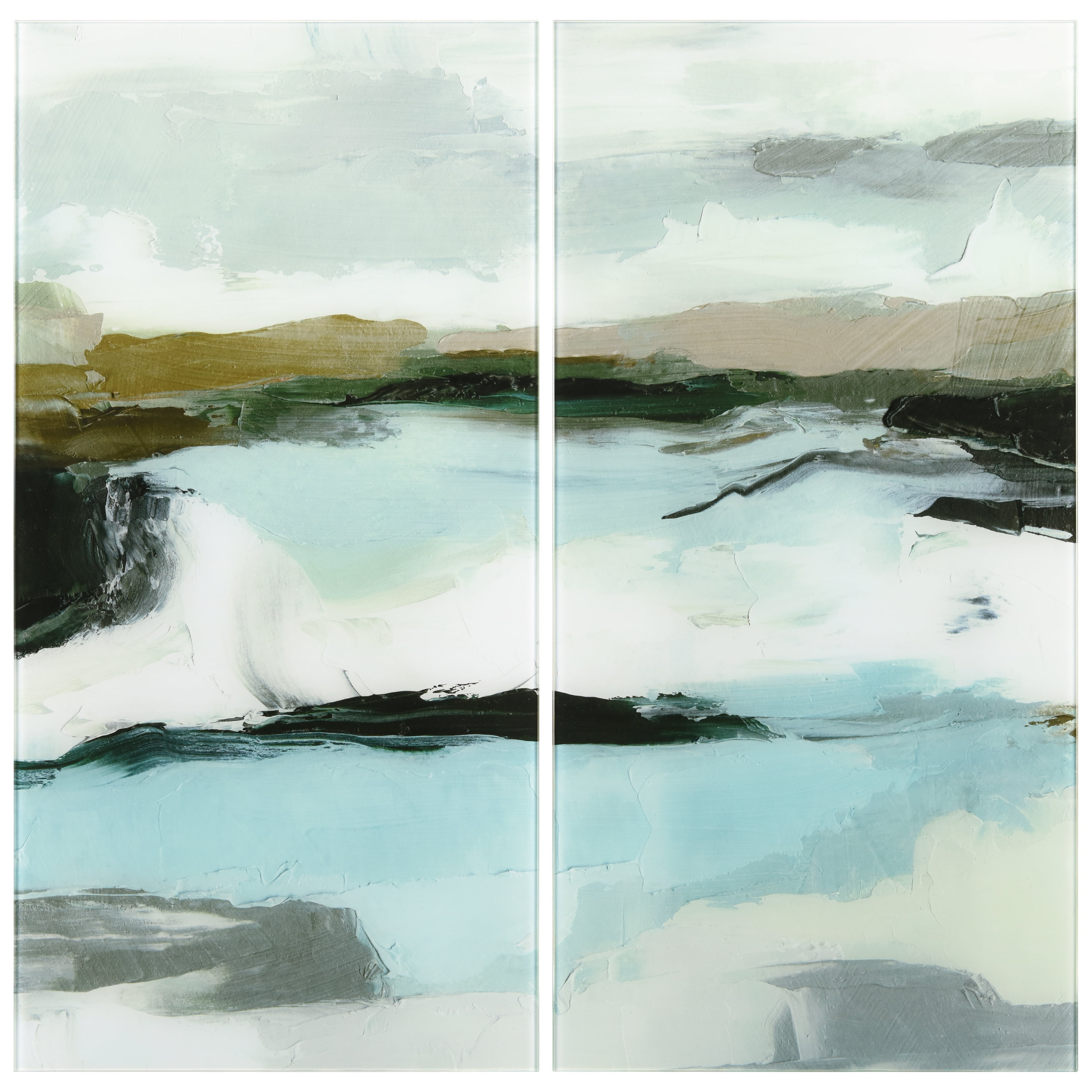 Textured Ocean Tide II AB 36 in x 72 in Mixed Media Art, by Empire Art 2 Count