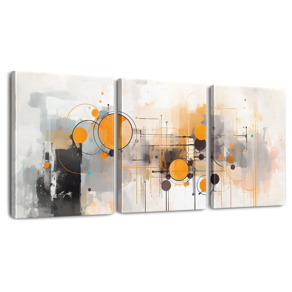 Textured Oil Painting Modern Abstract Geometry Wall Art Modern Bathroom Decor for Office Bedroom Kitchen Dining Room 12x16 Inch 3PCS