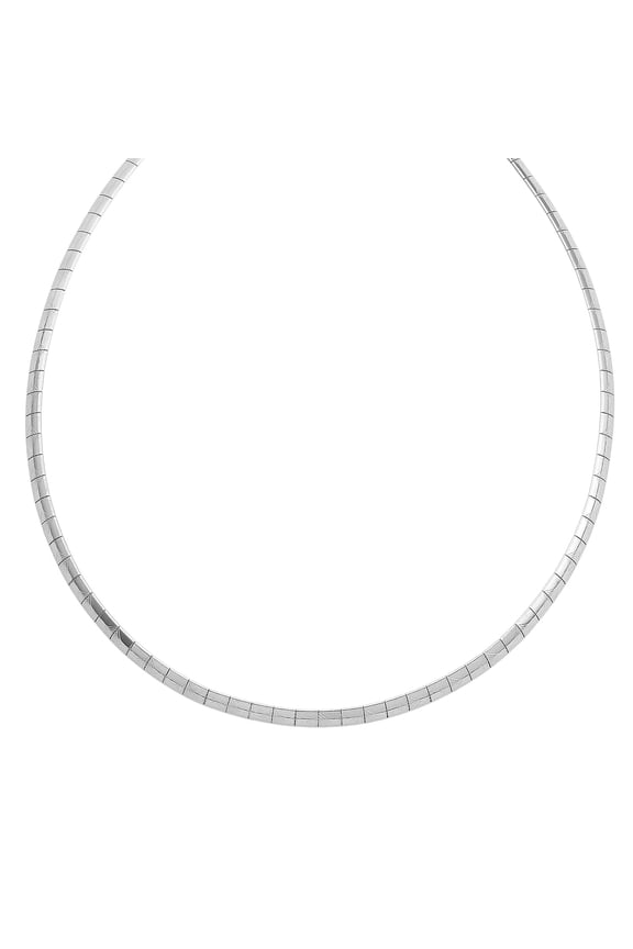 Textured Omega Chain Necklace 17.5-19.5 Inches in Stainless Steel