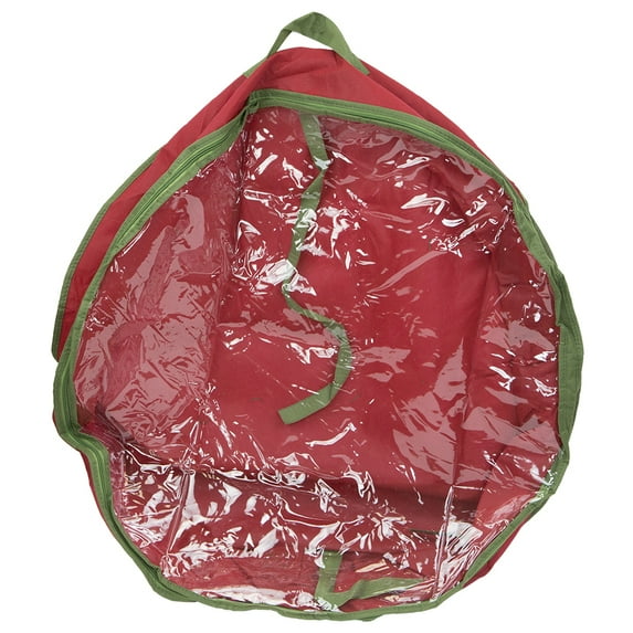 Textured PVC 30" Christmas Wreath Bag, Red/Green