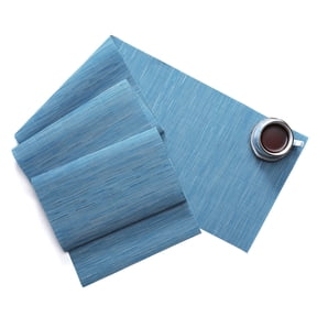 Textured PVC Table Runner Heat-Resistant Non-Slip Dining Table Decor, Waterproof Table Mat,table runner,PVC placemat,dining decor,Blue,135x30cm