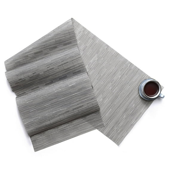 Textured PVC Table Runner Heat-Resistant Non-Slip Dining Table Decor, Waterproof Table Mat,table runner,PVC placemat,dining decor,Grey,135x30cm