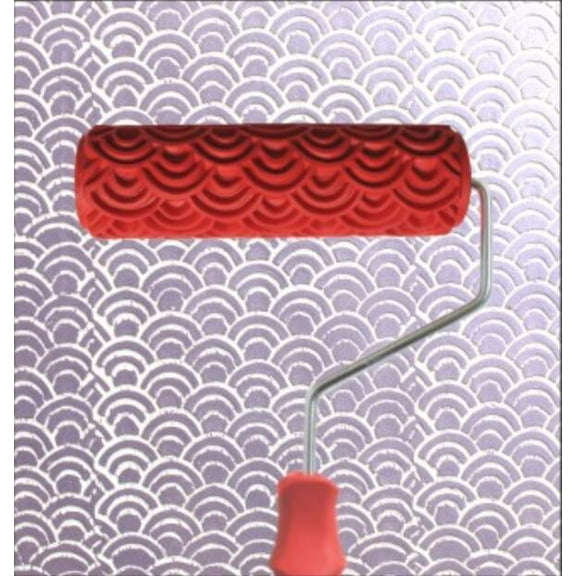 Red Rubber Textured Paint Roller for Wall Art Embossing Effects and DIY Home Decoration Use