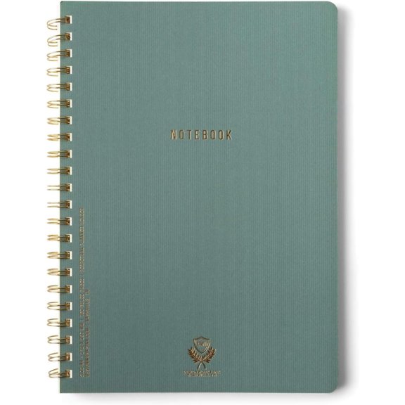 Textured Paper Twin Wire Notebook, Daily Planner & Soft Cover Writing Journal, 160 Lined Perforated Pages, Large Spiral Notebook for Work & Journaling, 8.25 x 11.625 in, Juniper Green