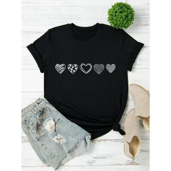 Textured Patterns Tee Letter Design T Shirt Crewneck Graphic Tees Soft Comfort Top Casual Black S-5XL
