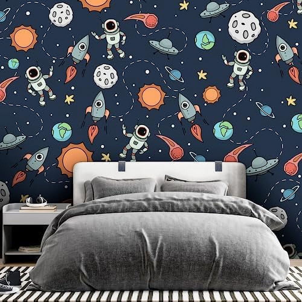 Textured Peel And Stick Wallpaper Space Theme Wallpaper Mural For ...