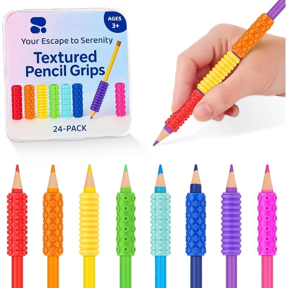 Textured Pencil Grips for , Teens & Adults - 24 count Sensory Fidget Toys for , , & - Ideal for Teachers as Educational Tools or Classroom Rewards