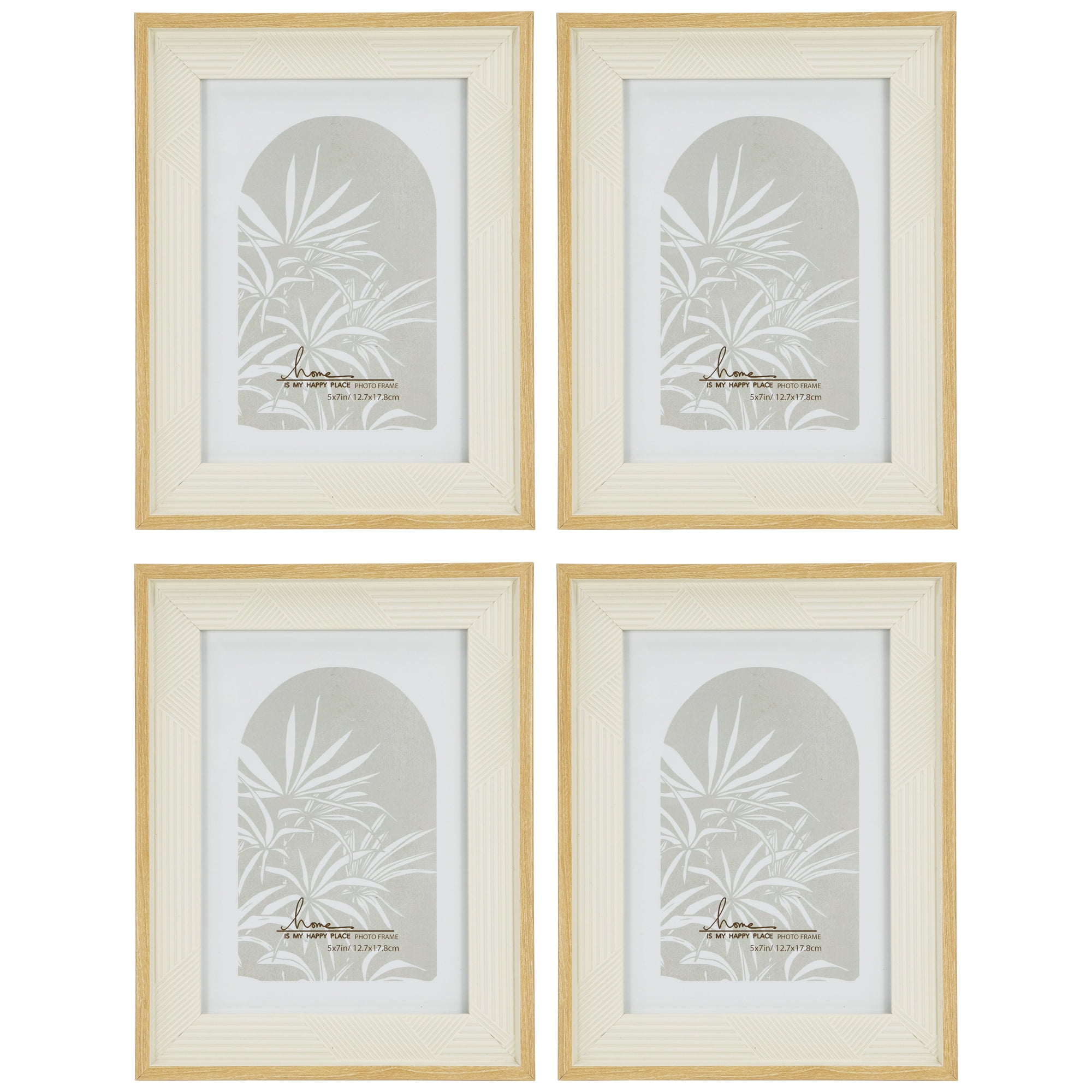 Northlight Textured Picture Frames for 5" x 7" Photo - Beige and Cream - Set of 4