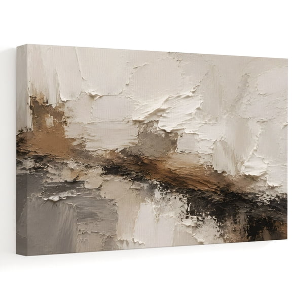 Textured Plaster Canvas Wall Art, Minimalist Abstract Brown Beige Oil Painting Wall Art Prints Artwork Framed Canvas Ready to Hang Art Pictures for Bathroom Nightstand, Narrow Hallway 14" x 11"
