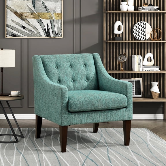 Textured Polyester Fabric / Primary Living Area / Plywood Frame Green Chair