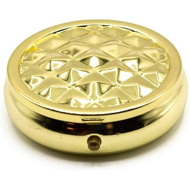 Textured Print Round Pocket Purse Portable Travel Pill Box