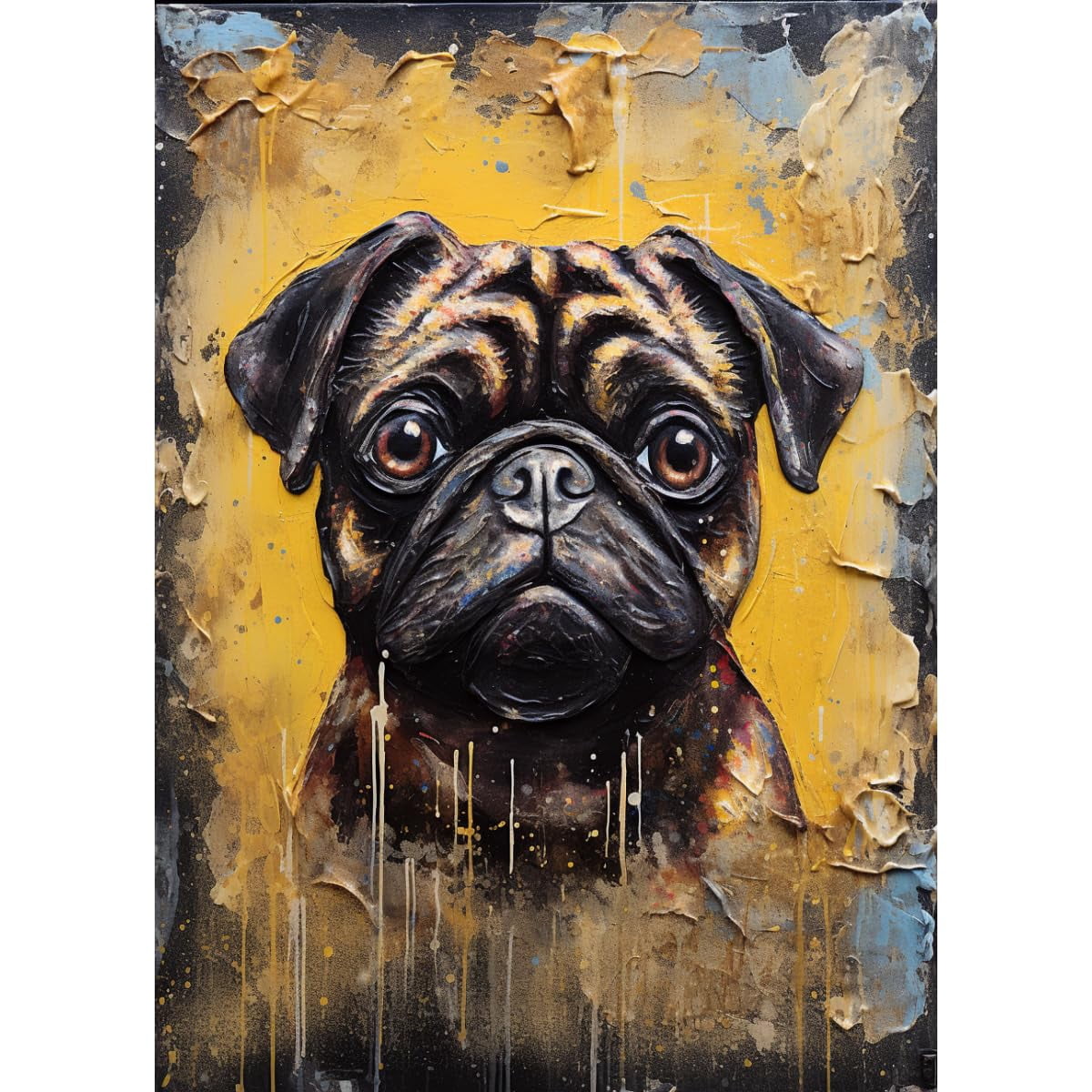 Textured Pug Dog DIY 5D Diamond Art Paint with Full Drill Round Diamond ...