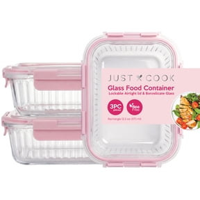 Just Cook Textured Rectangle Locktops Food Storage Containers with Airtight Lids, 3 Pack