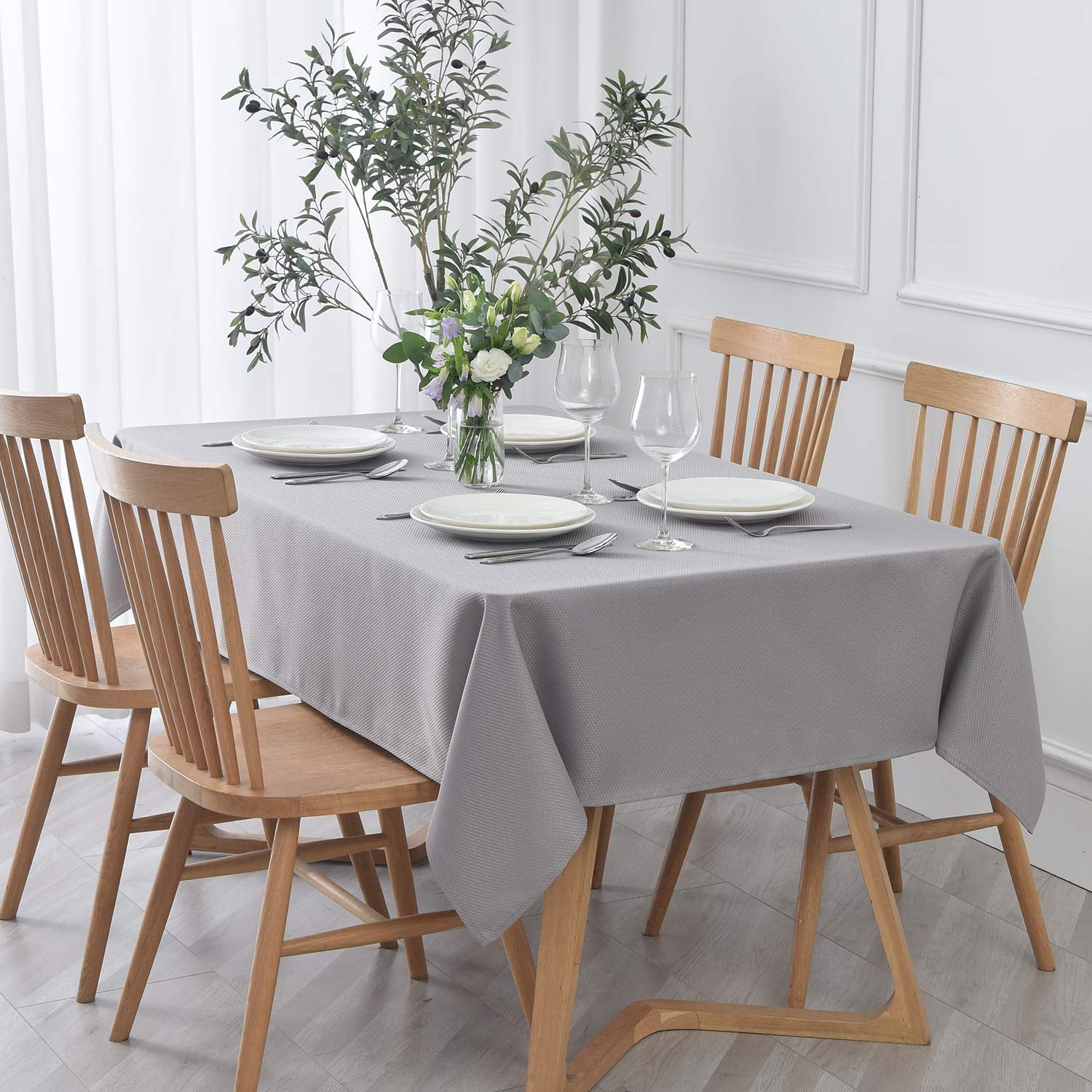 Textured Rectangular Tablecloth Water Resistant Wrinkle Free Spillproof ...