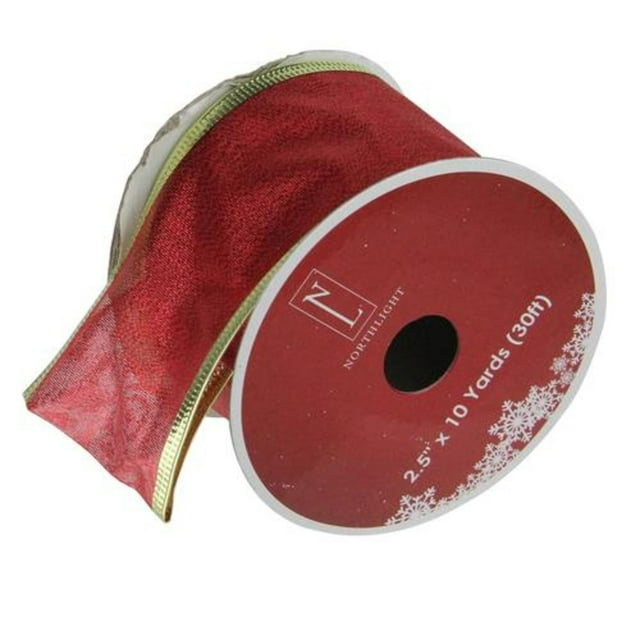 Textured Red and Gold Wired X-mas Craft Ribbon
