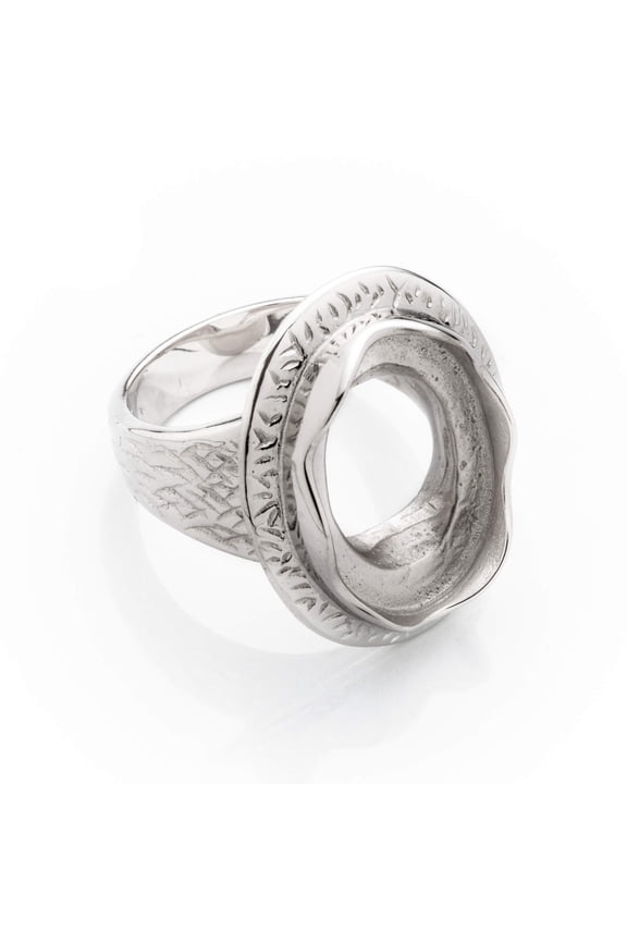 Textured Ring Setting with Oval Bezel Mounting in Sterling Silver 13x18mm | MTR141 (10)