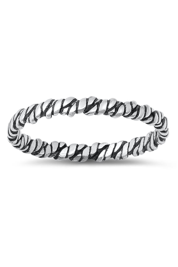Textured Rope Knot Twist Ring .925 Sterling Silver Band Jewelry Female Male Unisex Size 4