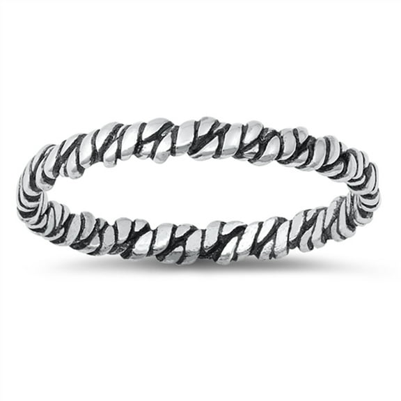 Textured Rope Knot Twist Ring .925 Sterling Silver Band Jewelry Female Male Unisex Size 8
