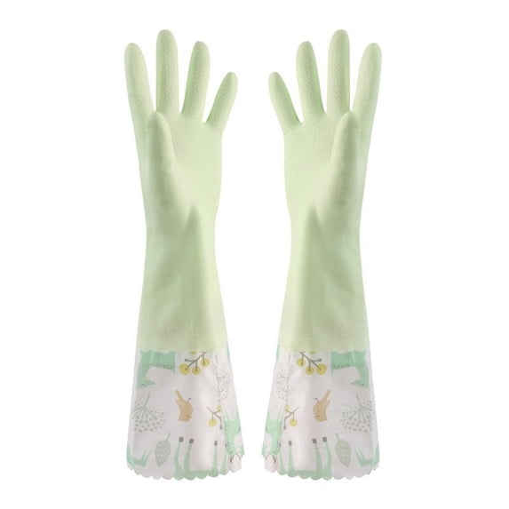 Textured Rubber Cleaning Gloves with Lining – Extra Long Cuffs for Dishwashing, Car Wash & Window Cleaning, Household Waterproof Latex Gloves, 2 Pack