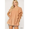 thumbnail image 1 of Textured Ruffle Sleeve Tunic Top With Back Keyhole - L, 1 of 4