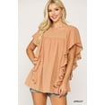 thumbnail image 1 of Textured Ruffle Sleeve Tunic Top With Back Keyhole, 1 of 5
